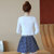 VEGININA 韩版时尚套裙蕾丝长袖A字裙短裙两件套女 3279(图片色 XL)第3张高清大图