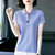纯棉短袖夏上衣女2022新款翻领半袖T恤女士时尚休闲polo衫(紫蓝色 XL)第5张高清大图