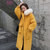 莉菲姿 棉服女2019冬季韩版长款宽松学生棉衣时尚女装过膝纯色棉服保暖外(黄色 XL)第2张高清大图