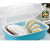 双庆 带盖密封双层塑料碗碟架收纳盒 沥水碗碟架(蓝色)第3张高清大图