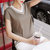 MISS LISA短袖T恤夏装针织衫v领撞色韩国东大门宽松气质打底衫T3247(黑色 M)第4张高清大图