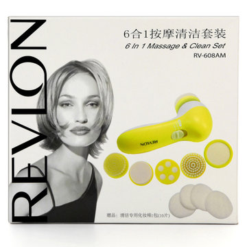 【无底价清仓】露华浓（REVLON）RV-608AM 洗脸机系列6合1毛孔清洁按摩套装（超柔毛刷头、高级乳胶棉头、滚珠按摩头、清洁毛刷头、化妆棉魔术帖头、化妆棉适量）