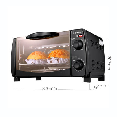 美的（Midea） 电烤箱家用多功能迷你小型 家庭烘焙烤蛋糕面包 10升 T1-L108B(黑色)