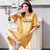 ZHF筑恒丰  纯棉 圆领短袖睡裙B-YJK8818(黄色 L)第2张高清大图