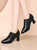 真皮女士皮鞋粗跟2022年春季新款软皮黑色深口单鞋时尚尖头高跟鞋(38 黑色/5350-1高跟(跟高7.4cm))第9张高清大图