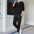 潮牌圆领卫衣男士2021新款时尚潮流长袖t恤秋季套装(黑色 4XL)第5张高清大图