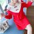 红色刺绣改良旗袍网红卫衣裙2021年加厚新款设计感连帽加绒(红色裙子-【加绒】 L 建议【105-120斤】)第5张高清大图