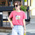 巴洛尼莫2021新款短袖T恤女夏季纯棉透气时尚简约印花韩版上衣(桔色 M)第5张高清大图