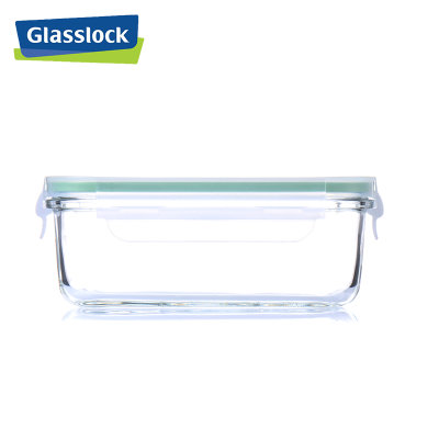 Glasslock韩国进口1000ml玻璃密封保鲜盒微波炉便当长方形饭盒(透明盖1000ml)