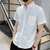 2021新款学生短袖衬衫男士格子潮流休闲夏季上衣服装男士短袖衬衫(1811DX灰色 L)第4张高清大图
