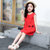 夏季新品女童棉麻连衣裙韩版棉质休闲居家外穿公主裙子(100 红色)第2张高清大图
