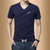 男士短袖T恤V领纯棉夏季韩版潮流男装半袖学生衣服修身体恤打底衫(白色 XXXL)第2张高清大图