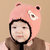 牛奶朋友 宝宝冬季毛线帽儿童小熊帽宝宝手工编织帽子护耳保暖(红色 均码（45-49CM）)第5张高清大图