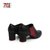 马内尔专柜同款秋季女鞋潮流拼色商务休闲粗跟高跟真皮单鞋G95381(黑/红色 37)第2张高清大图