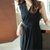 MISS LISA韩版时尚气质中长款连衣裙女式修身显瘦打底裙YS3323(黑色 XL)第3张高清大图