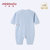 小米米minimoto婴儿宝宝长袖连身连体衣新生儿连身衣棉哈衣爬服(浅蓝-和式连身衣 0-3个月)第2张高清大图