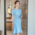 MISS LISA韩版时尚气质圆领高腰中长款连衣裙大码裙子KL908-1(蓝色 5XL)第5张高清大图