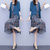 亿梦诗 2021年夏装新款女装碎花雪纺两件套气质长裙裙子ET623(蓝色 XL)第3张高清大图