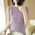 新款提花短袖针织衫女士圆领套头半袖毛衣短款宽松T恤衫打底上衣(紫色 L)第2张高清大图