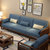 撼林  北欧全实木沙发现代简约组合小户型1+2+3客厅新中式布艺沙发整装(胡桃色（海蓝色座包） 长茶几)第5张高清大图