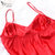 喜芬妮性感吊带胸垫睡衣女夏季薄款丝质吊带长裤两件套装家居服(1705红色 XL)第4张高清大图