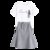 2018夏装小清新花瓣袖t恤套装女高腰包臀格子连衣裙两件套(黑格纹 XL)第5张高清大图