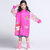 韩国小孩加厚充气帽檐儿童雨衣  宝宝雨衣 儿童雨披带书包位J225(玫红色)(XL)第3张高清大图
