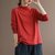 SUNTEK新款半高领长袖t恤女2022年春秋韩版纯色百搭文艺纽扣打底衫上衣(XL 红色)第4张高清大图