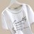 2022春夏女装新款t恤纯棉宽松短袖洋气字母半袖体恤打底上衣(白色 XL)第2张高清大图