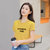 Dream Gate夏季新款T恤长字母印花休闲纯色修身韩版女装(黄色 XL)第2张高清大图