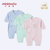 小米米minimoto婴儿宝宝长袖连身连体衣新生儿连身衣棉哈衣爬服(浅蓝-和式连身衣 0-3个月)第3张高清大图