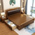 吉木多 橡胶木实木床1.8米现代中式软包床1.5米主卧双人床(1.8*2米胡桃色 单床)第3张高清大图