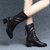 SUNTEK中筒靴女加绒冬款靴子2021年冬季新款中跟女鞋棉鞋短靴马丁靴(35 黑色单里)第7张高清大图
