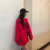 MISS LISA中长款加绒加厚红色卫衣女宽松韩版237(红色 L)第2张高清大图