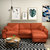 美天乐 日式简约可拆洗布艺沙发组合 北欧小户型单双三人位转角沙发(橙色绒布 （双人位+脚踏）)第2张高清大图