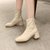 SUNTEK靴子女2021秋款马丁靴春季高跟新款女鞋百搭粗跟网红瘦瘦短靴女(35 米白色（加绒）)第3张高清大图