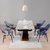 <定制家具>轻奢不锈钢可伸缩餐桌椅组合(白色)第5张高清大图