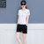 莉菲姿 夏季新款韩版时尚跑步卫衣套装短袖短裤休闲宽松运动服两件套女(黑色 XL)第3张高清大图