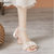 CaldiceKris （中国CK）绑带一字带珍珠高跟鞋女CK-X208(杏色 36)第2张高清大图