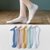 袜子女韩版短袜丝袜女夏季薄款日系水晶袜玻璃丝浅口船袜透明隐形(蓝色 3双装 玻璃丝（花边款）)第9张高清大图