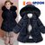 韩国童装Jelispoon2018冬季新款女童大气优雅长款厚外套(105 深蓝色)第4张高清大图
