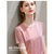 MISS LISA冰丝t恤女装冷感纯色时尚短袖体恤亮丝圆领上衣AL310113(粉红色 S)第2张高清大图