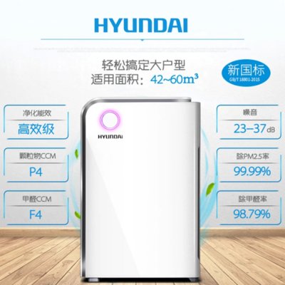 韩国现代HYUNDAI空气净化器KJ315F-HD6S高端智能空气净化器自动感光(白色 新品)