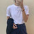 纯棉纯色短袖t恤女夏季衣服2021年新款韩版宽松半袖白色半袖(白色 XL（115-130斤）)第9张高清大图