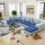 忆斧至家 大小户型可拆洗 简约现代客厅家具整装转角U型组合沙发(蓝色 （七件套）送托盘+地毯)第2张高清大图