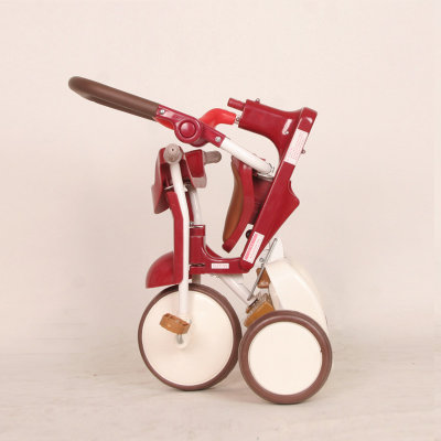 免安装一键折叠儿童脚踏三轮车储物篮手推婴儿车带护栏宝宝玩具车(白色)