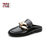 马内尔2021新款一脚蹬女鞋懒人鞋夏低跟软平底包头半拖鞋GJ18011(黑色 37)第5张高清大图