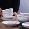 家用10人碗碟套装 盘子碗北欧简约创意网红碗10人高档日式餐具(半晓圆款55件（配9英寸品锅） 默认版本)