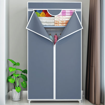 蜗家无纺布组合安装 防尘卧室简易家具布衣柜 单人布衣橱8501(紫色 8501)
