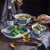 创意个性日式和风釉下手绘二人食家用陶瓷陶艺碗盘礼盒餐具套装(墨迹款)第2张高清大图